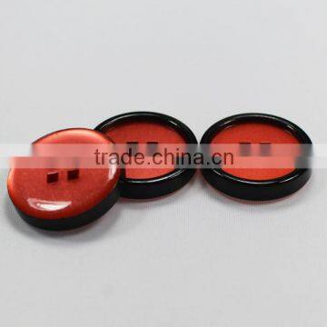 Pearl Red Cap 4 Holes Resin Button With Black Margin