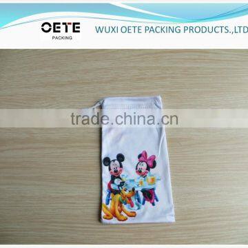 thermal transfer printing Microfiber Pouch with single drawstring for eyeglass/phone/camera