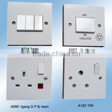 A014-A037-A095-A120 Round Pin Wall Switch Socket with neon