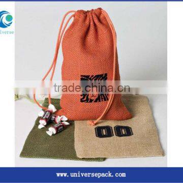 Dyeing color printed logo plain jute bag made in china