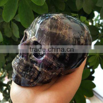 High Quality Purple Fluorite Crystal Skull Lifelike Purple Quartz Crystal Skull photo-2