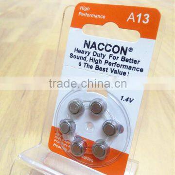 A312 1.4v 180mAh zinc air cell battery dy