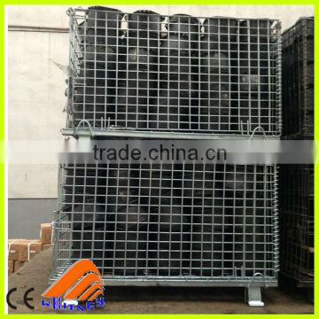 wire mesh pallet cage, metal pallet cage, galvanzation wire conainer