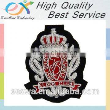 Customized Pin-on Silver Hand Embroidered Badge