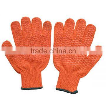 String knit 7G polyester liner cris-cross glove