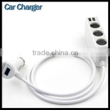 3-Socket Cigarette Lighter 4 Usb Car Charger With Fast Quick Charge 2.0