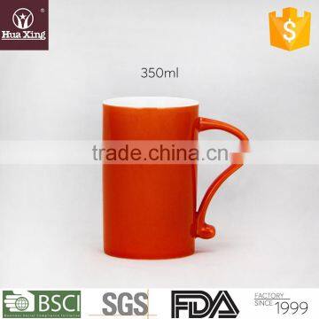 H11530 orange glazed outside corundum porcelain coffee mugs ceramic