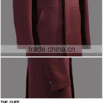 Wine Red British Style Fleece Jacket Men Wool Cashmere Jacket Winter Cashmere Wool Coat Overcoat photo-3