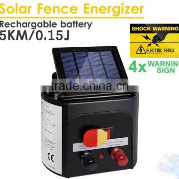 5km Solar Electric Fence Energiser Energizer Power Charger 0.15J Farm Pet Animal