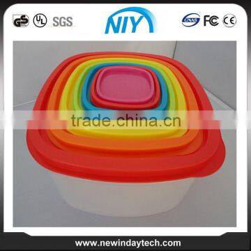 7 Sets Microwave Plastic Food Preserving Box, Container With Colorful Lid photo-2