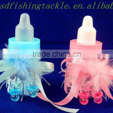 Yiwu SAUNDAN lovely beini with lace and feather plastic nursing bottle of shower gift for for baby party