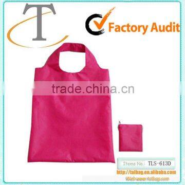 210D polyester folding shopping bag with pouch