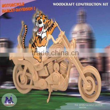 Baby Kid Wooden Motorcycle Harley Toy 3D Puzzle Woodcraft Construction Handword