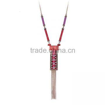 Style Pendant and jacquard ribbon alloy fringe short pendant necklace wholesale