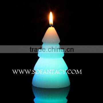 Christmas tree shape paraffin wax christmas shaped led candles,colour changing led wax candle wedding decoration