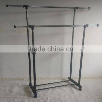 Customized Stackable Double Pole Iron Cloth Display Rack for Store photo-3