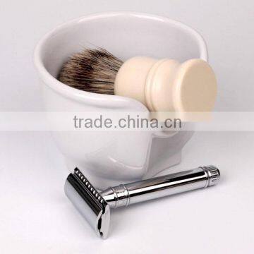 Glazed Custom White Brush Ceramic Shaving Bowl