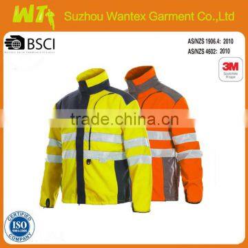 EN20471/343 100% polyester 300D oxford with pu coating reflective waterproof winter jacket parka