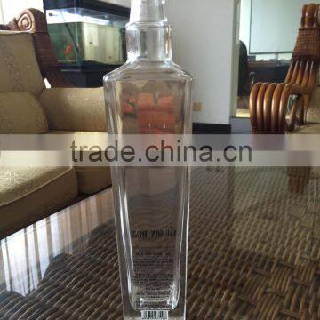 Wholesale Clear French Square Vodka Glass Bottle 750ml