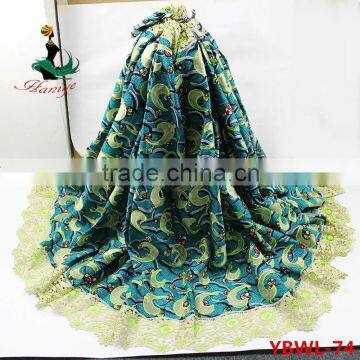 Haniye YBWL-74/2016 High quality ankara wax with lace fabric embroidered african guipure wax lace for dress 5 yards