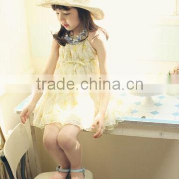 Hot sale Children's wear, yellow color summer party dress, lace skirt for girl, princess skirt