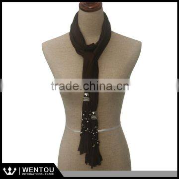 China wholesale new fashion heart pendant scarf jewelry scarf beads