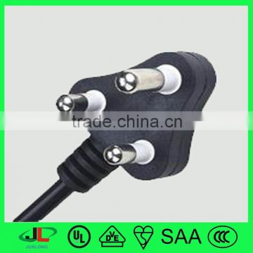 Top high quality South Africa type cable south africa plug with 3 round pin