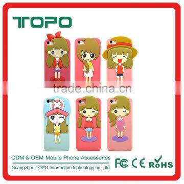 Cute lovely cartoon xiaoxi 3D silicone girl mobile phone case housings for iphone 6 6s plus