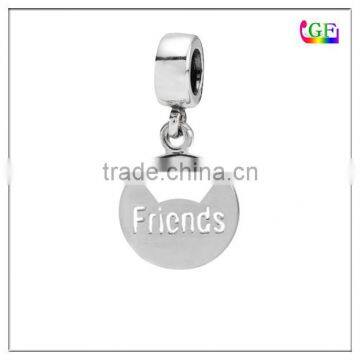 Silver Best Friend Cz Crystal Barrel Bead