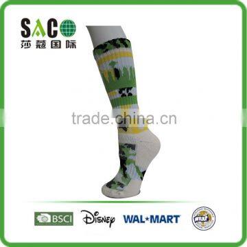 yellow green camouflage compression nylon sport socks