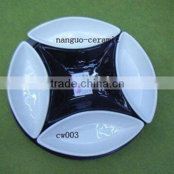 ceramic snack plate divided dishes compartment dish