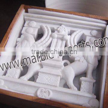 white marble carved table base