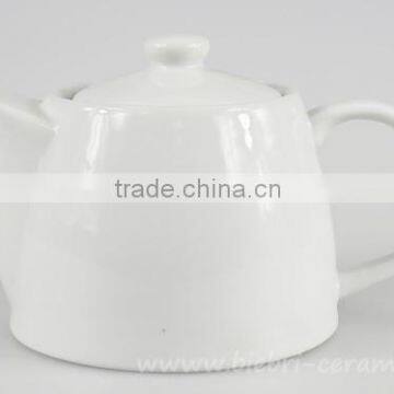 Small Plain White Antique Decorative Ceramic stump Teapot With Decals Logos Printed