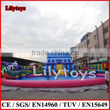 2015 summer time commercial water park with pool and slides/cheap inflatable water park for sale