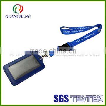 Custom Fashion High Quality pu Leather Business Card Holder Lanyard photo-5