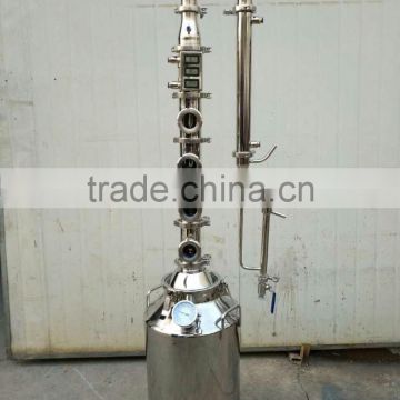 50L SS304 bolier,3''stainless steel bubble plate reflux tower ,ss304 still with parrot