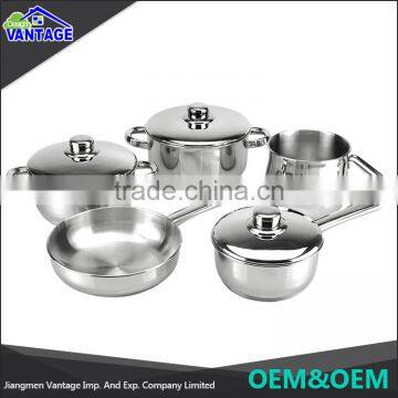 2016 new arrival 8pcs cookware sets kitchen pot stainless steel travel cooking set