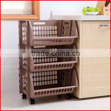 Plastic Stacking Stackers Storage Baskets Veg Rack 3 Tier Vegetable photo-3