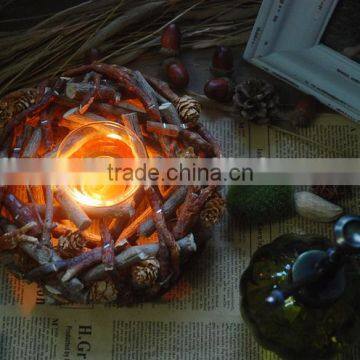 Vintage Chic Wooden Wicker Candle Holder Light Holder Christmas photo-5