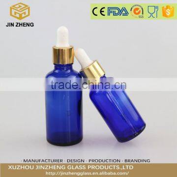 Empty Blue Glass Spray Misters Dropper Bottle for Organic Beauty Product photo-2