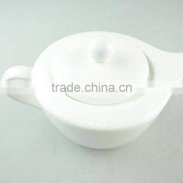 Unique Shape White Ceramic Teapot Coffee Pot in Stock photo-2