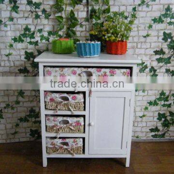 Country Style Modern Design Tall White Wooden Cabinet With 4drawer and One Door photo-2