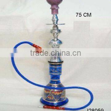 Blue Glass Hookah painted with metal and ceramic parts