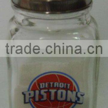 2016 popular clear cylinder glass salt shaker with metal hole lid