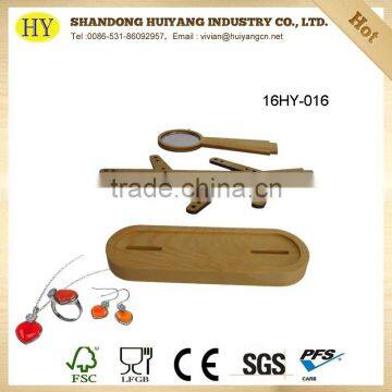 China Factory Pine Wood Tree Jewelry Display With Mirror photo-3
