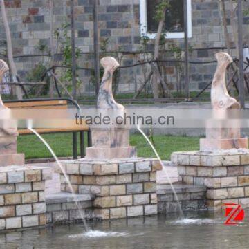 fish stone water fountain,marble animal decorative fountain