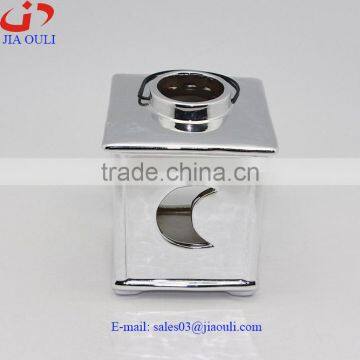 BSCI Audit Factory Plating Silver Ceramic Hurricane Lamp for Gift Decor, Candle Lantern photo-2