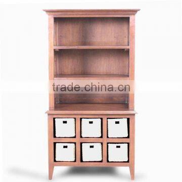 BOOK CABINET WITH RATTAN DRAWES