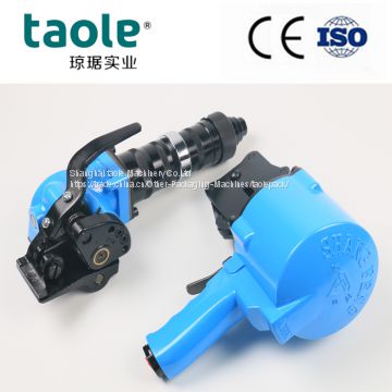 Split pneumatic steel strapping tool tensioner and sealer