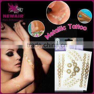 Waterproof Gold Tattoo Metallic Temporary Tattoo Stickers Temporary Body Art Tatoo